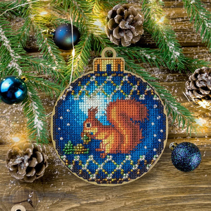 Cross Stitch Kit with Beads on Wood