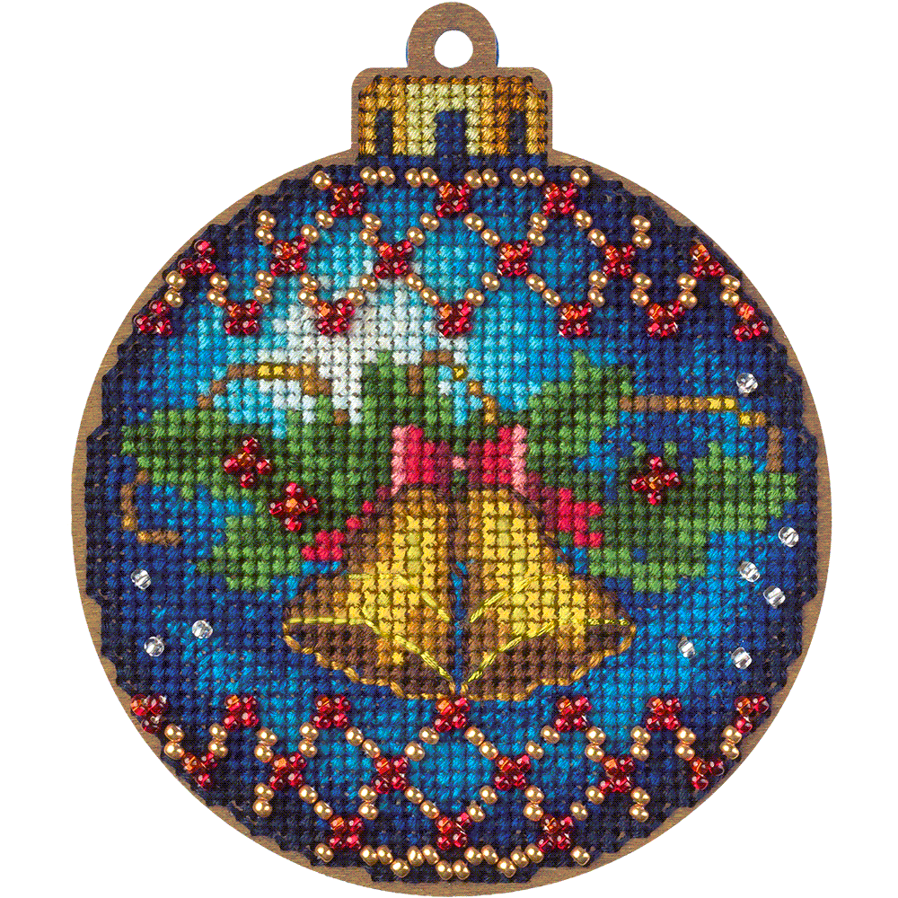Cross Stitch Kit with Beads on Wood