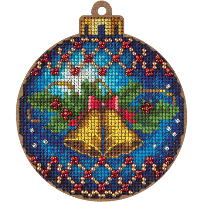 Cross Stitch Kit with Beads on Wood