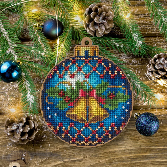 Cross Stitch Kit with Beads on Wood