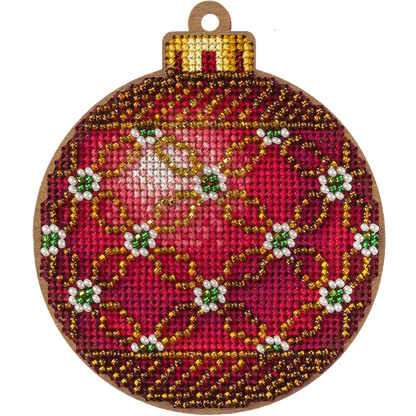 Cross Stitch Kit with Beads on Wood