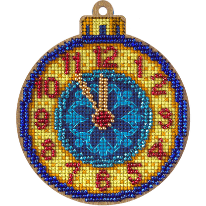 Cross Stitch Kit with Beads on Wood