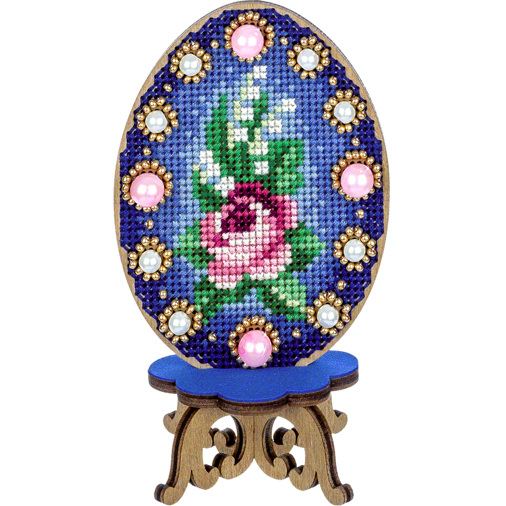 Cross Stitch Kit with Beads on Wood