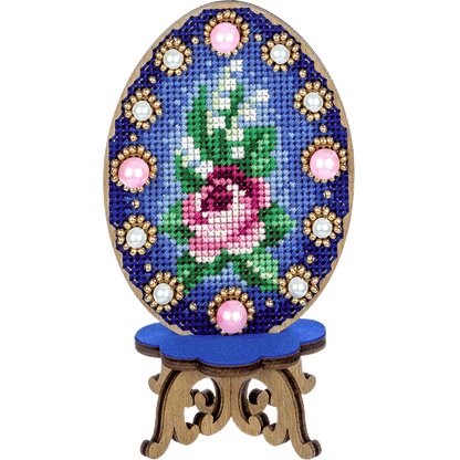 Cross Stitch Kit with Beads on Wood