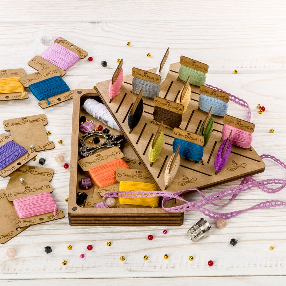 Storage Box for handcraft and 38 bobbins included