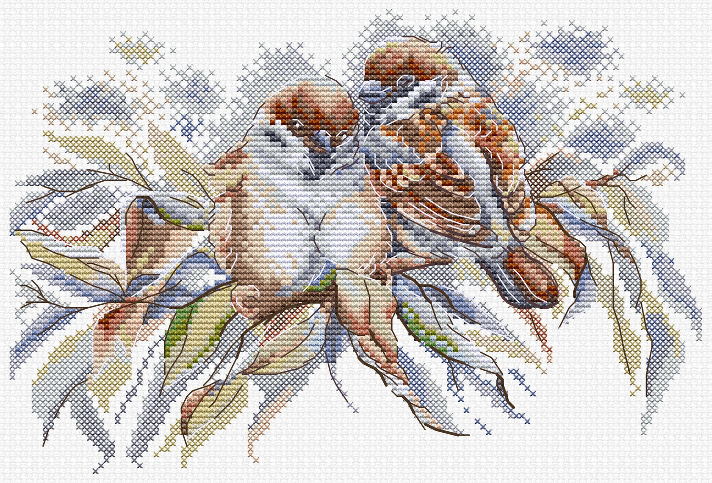 Cross Stitch Kit HobbyJobby - Field Sparrows