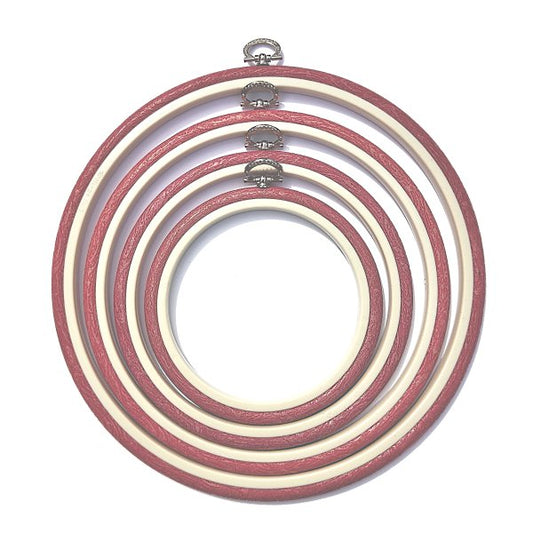 Red Embroidery Round Hoop - Nurge Flexible Hoop, Round Cross Stitch Hoop