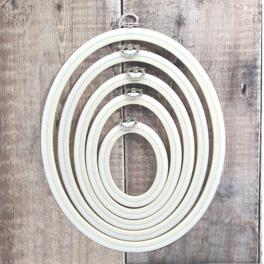 White Embroidery Hoop - Oval Nurge Flexible  Hoop