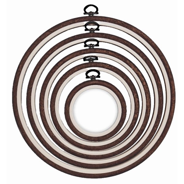 Brown Embroidery Round Hoop - Nurge Flexible Hoop, Round Cross Stitch Hoop