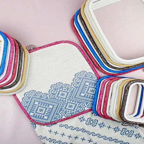 Pink Square Embroidery Hoop - Nurge Flexible Cross Stitch Hoop