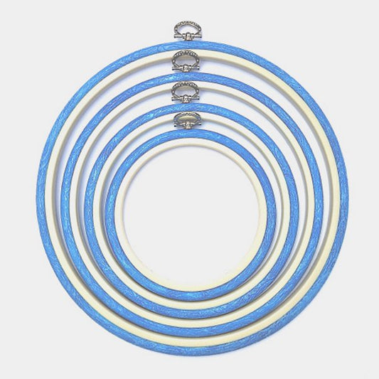 Blue Embroidery Round Hoop - Nurge Flexible Hoop, Round Cross Stitch Hoop