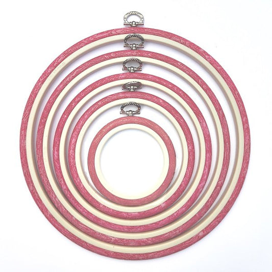 Pink Embroidery Round Hoop - Nurge Flexible Hoop, Round Cross Stitch Hoop