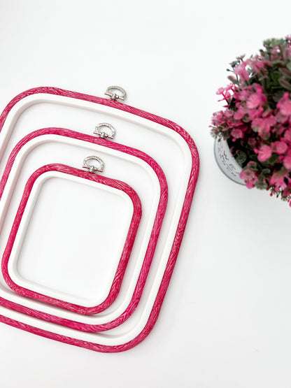 Pink Square Embroidery Hoop - Nurge Flexible Cross Stitch Hoop