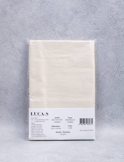 Luca-S Pure Natural Linen Wrinkled Fabric Cream Color