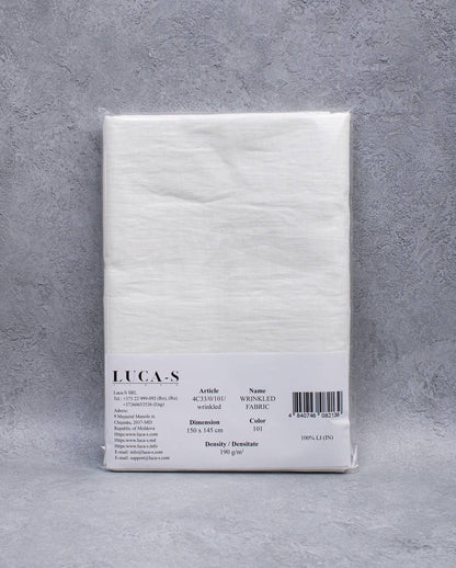 Luca-S Natural Pure 100% Linen Wrinkled Fabric Natural White Color