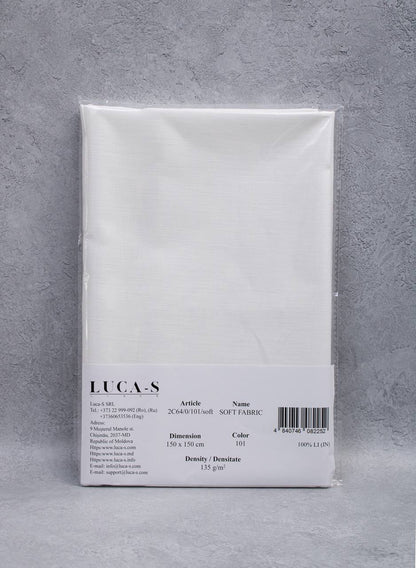 Luca-S Pure Natural 100% Linen Soft Fabric White Color