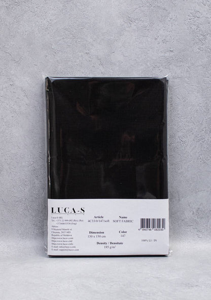 Luca-S Natural Pure 100% Linen Soft Fabric Black Color