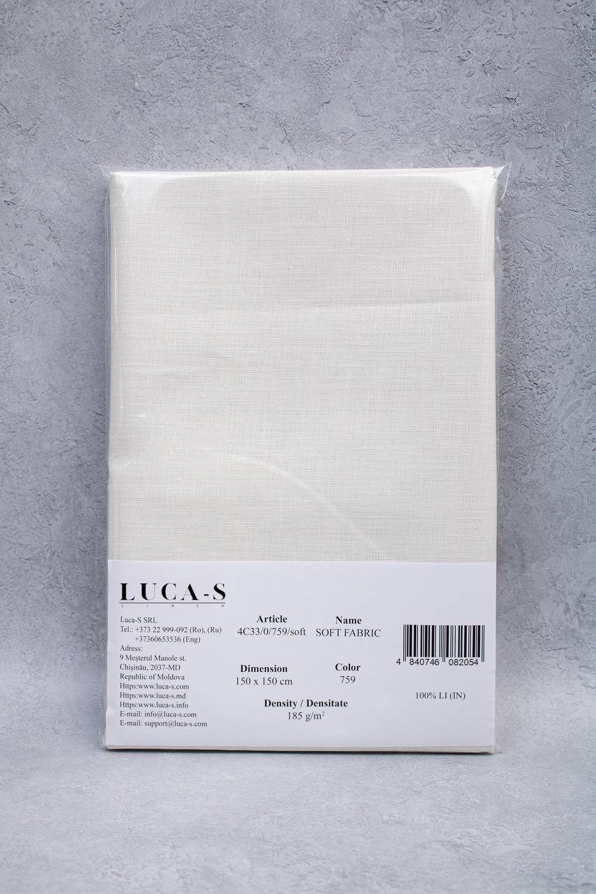 Luca-S Pure Natural 100% Linen Soft Fabric Natural White Color