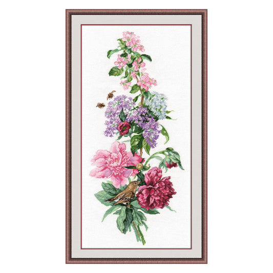 Cross Stitch Kit Oven - Flower Composition. Peonies