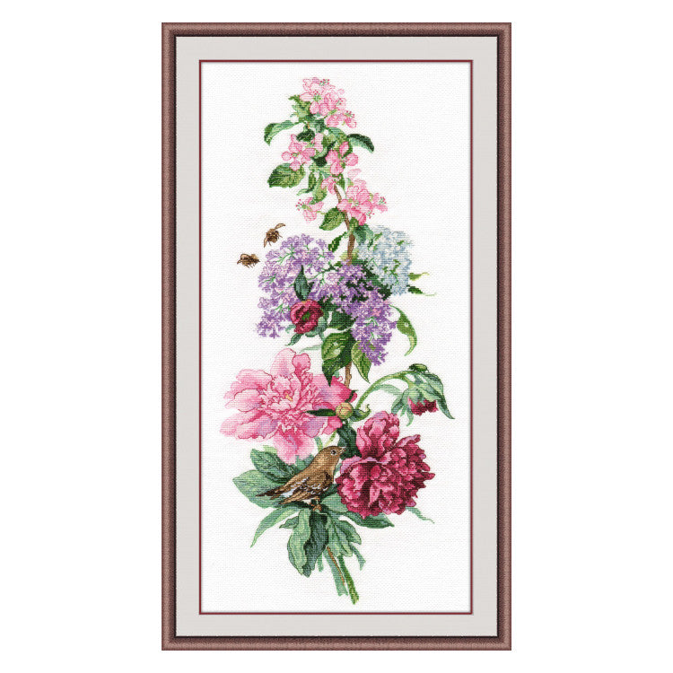 Cross Stitch Kit Oven - Flower Composition. Peonies