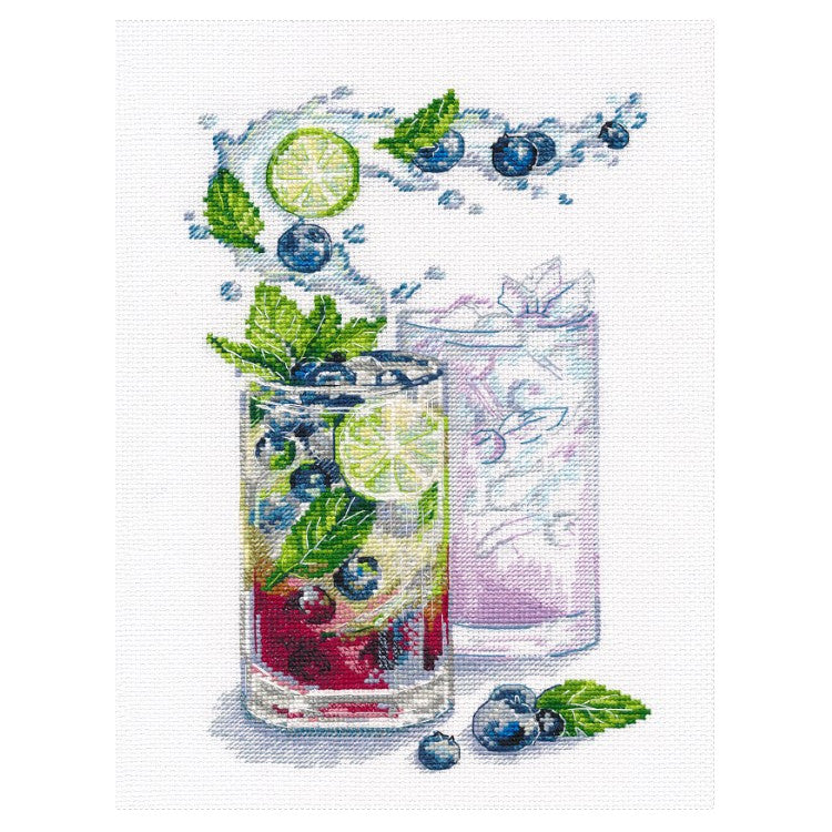 Cross Stitch Kit Oven - Blueberry cocktail